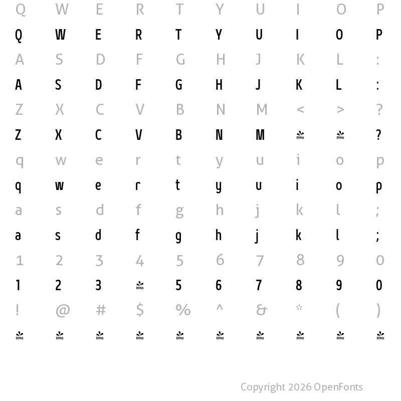 Character Map of FONTSPRING DEMO - Geon Condensed Medium Regular
