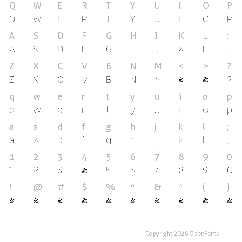 Character Map of FONTSPRING DEMO - Germalt Thin Regular