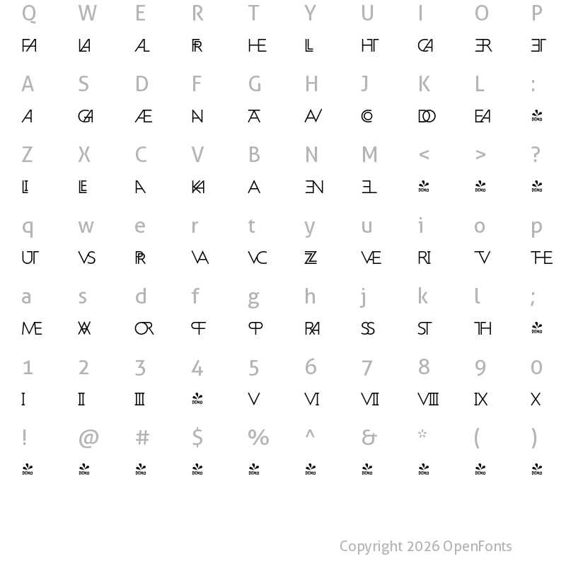 Character Map of FONTSPRING DEMO - Germania RegularLigatur