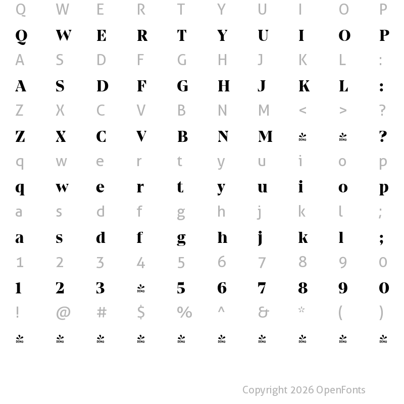 Character Map of FONTSPRING DEMO - Gio Extrabold Regular