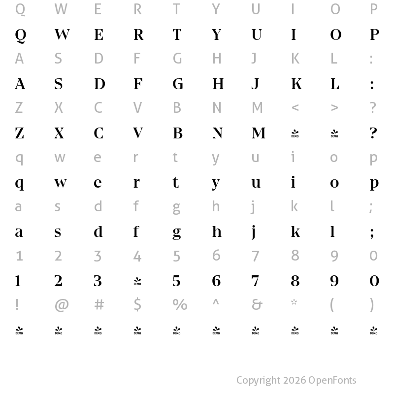 Character Map of FONTSPRING DEMO - Gio Medium Regular