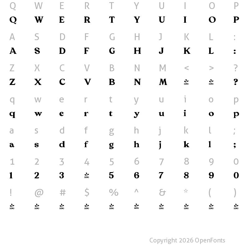 Character Map of FONTSPRING DEMO - Giraffe Regular