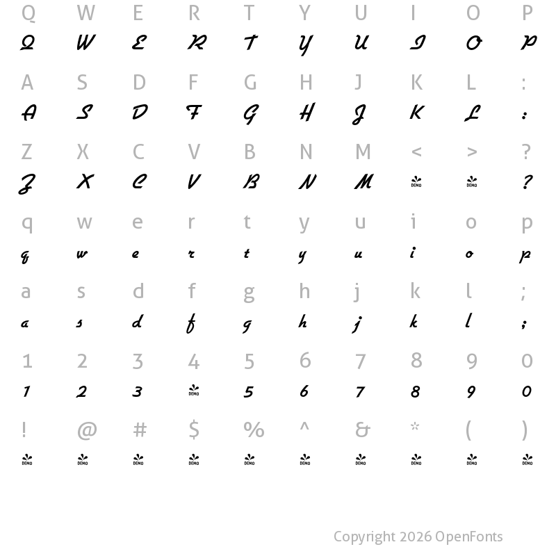 Character Map of FONTSPRING DEMO - Giulio Bold