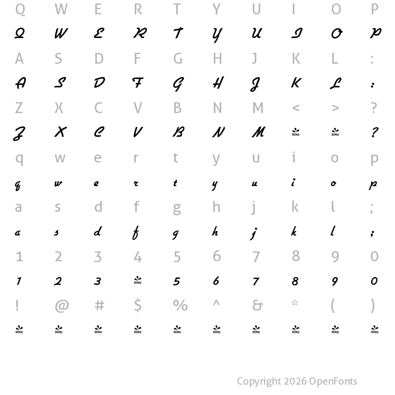 Character Map of FONTSPRING DEMO - Giulio Pro Bold