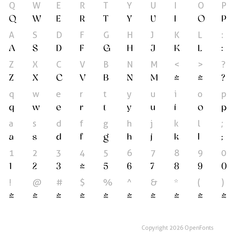 Character Map of FONTSPRING DEMO - Glorify Regular