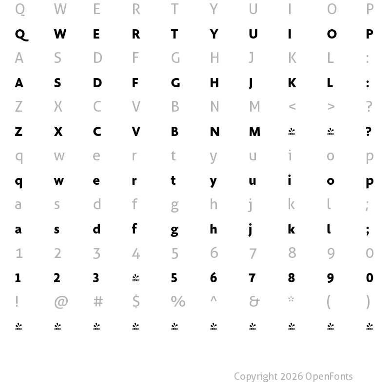 Character Map of FONTSPRING DEMO - Golden Sans Bold Regular