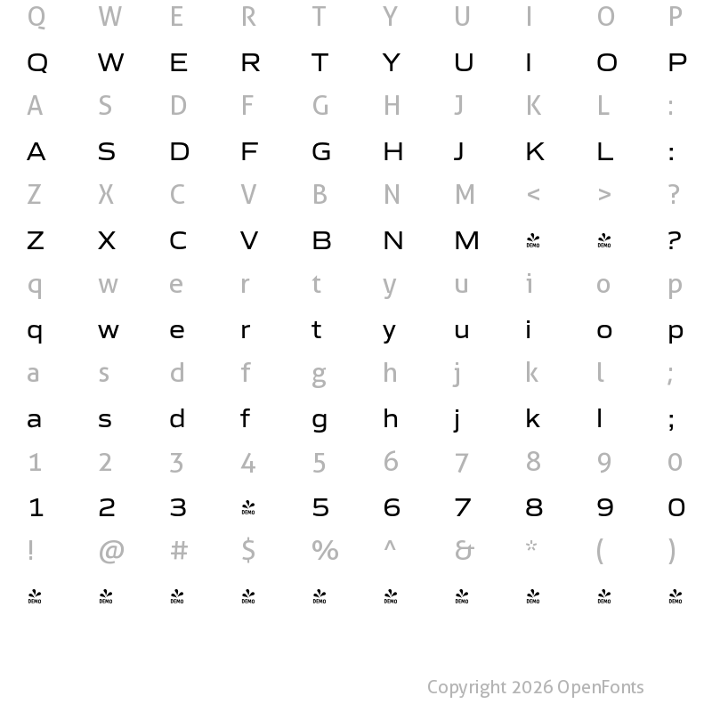 Character Map of FONTSPRING DEMO - Gomme Sans Regular