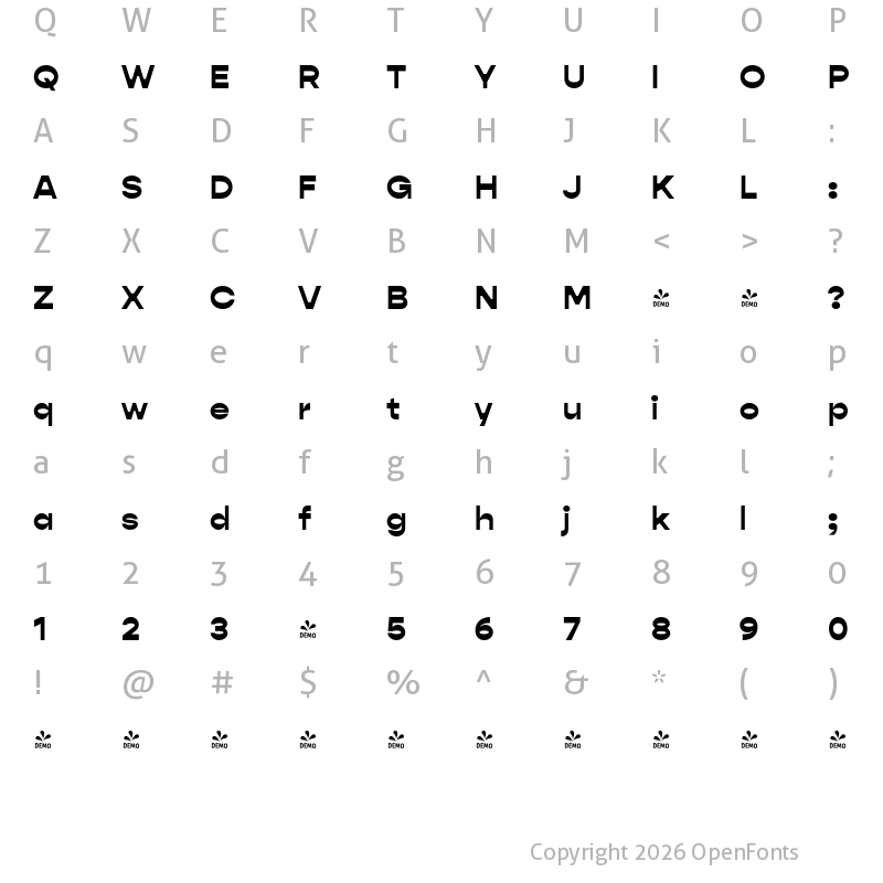 Character Map of FONTSPRING DEMO - Gopher Display Black Regular