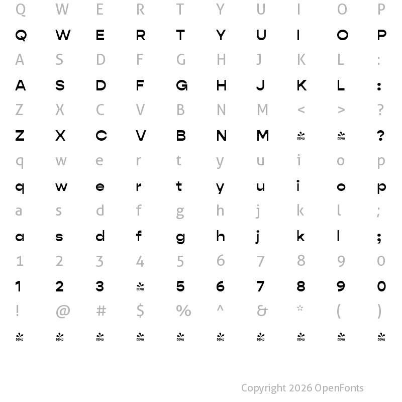 Character Map of FONTSPRING DEMO - Gopher Display Bold