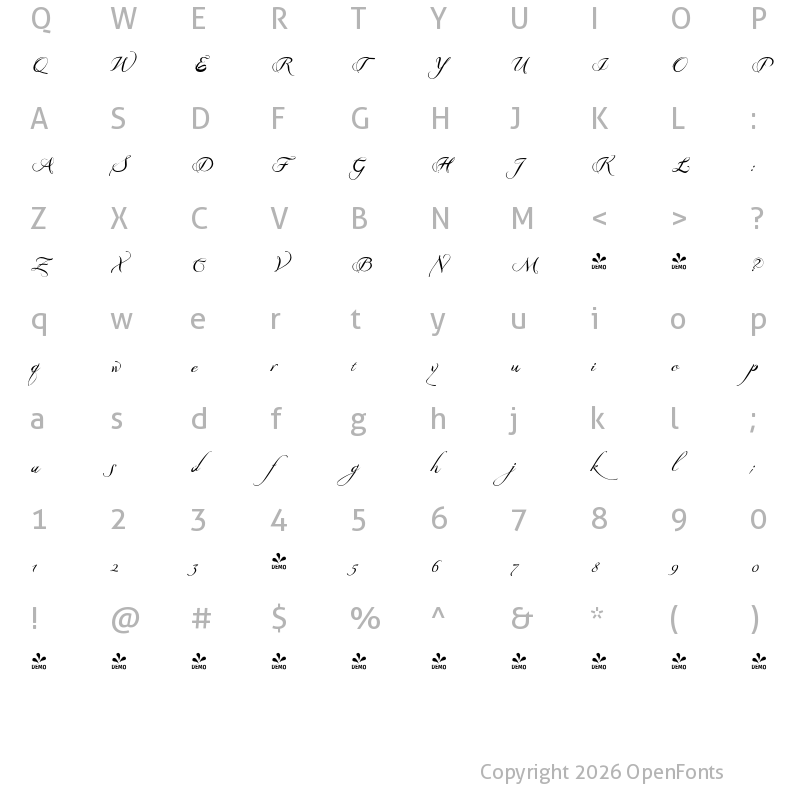 Character Map of FONTSPRING DEMO - GrandezzaCharlie Regular