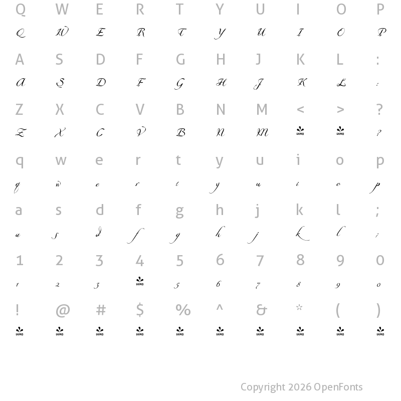 Character Map of FONTSPRING DEMO - GrandezzaDelta Regular