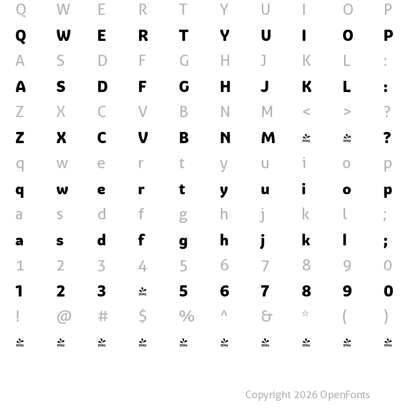 Character Map of FONTSPRING DEMO - Graviola Soft Heavy Regular