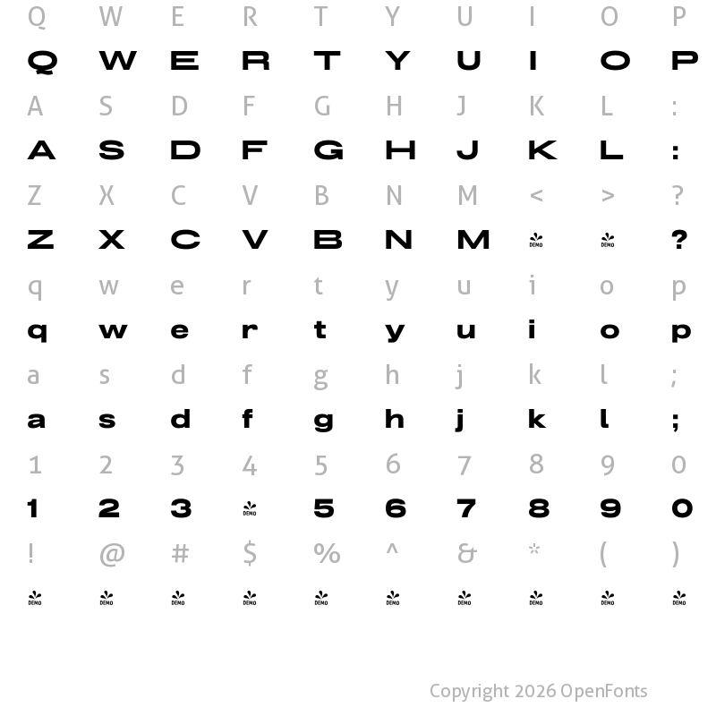 Character Map of FONTSPRING DEMO - Grillmaster Extended Black Regular