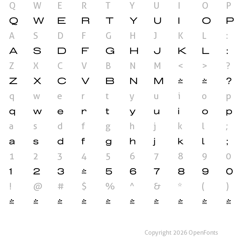 Character Map of FONTSPRING DEMO - Grillmaster Extended Regular