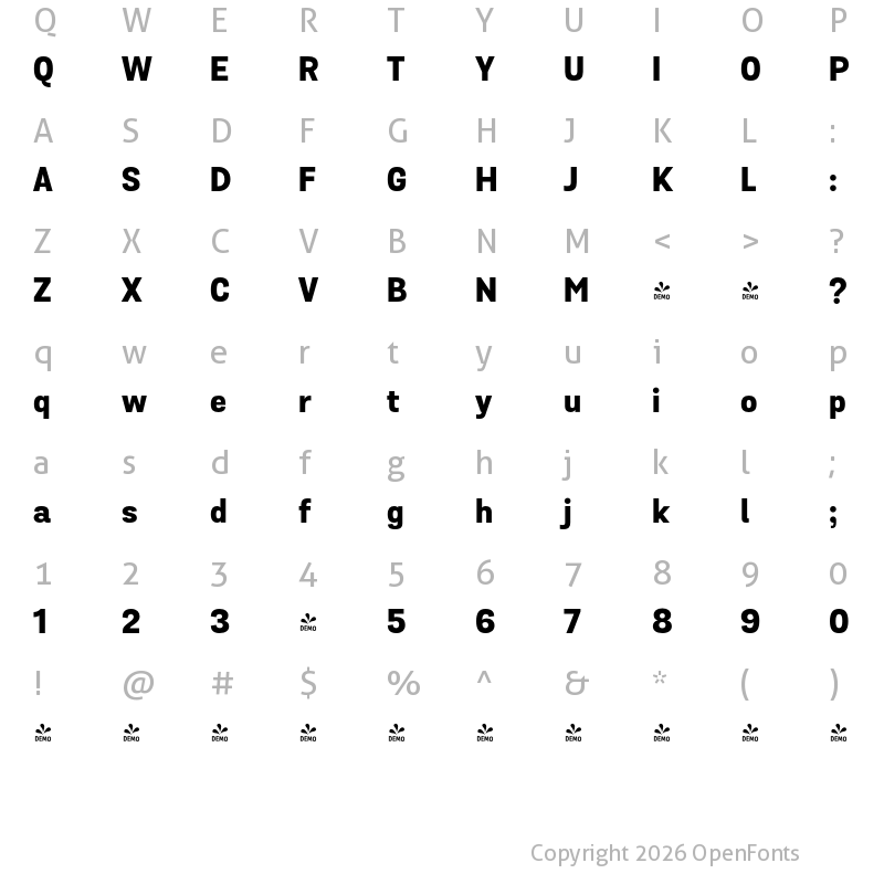 Character Map of FONTSPRING DEMO - Grota Sans ExtraBold ExtraBold