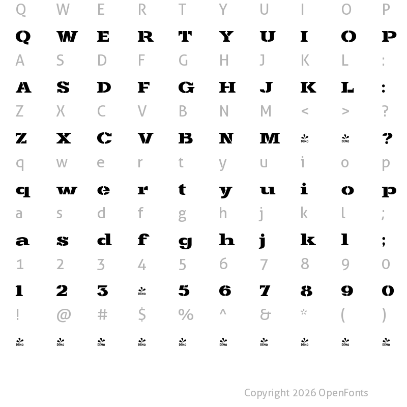 Character Map of FONTSPRING DEMO - Grow Bones Black Regular