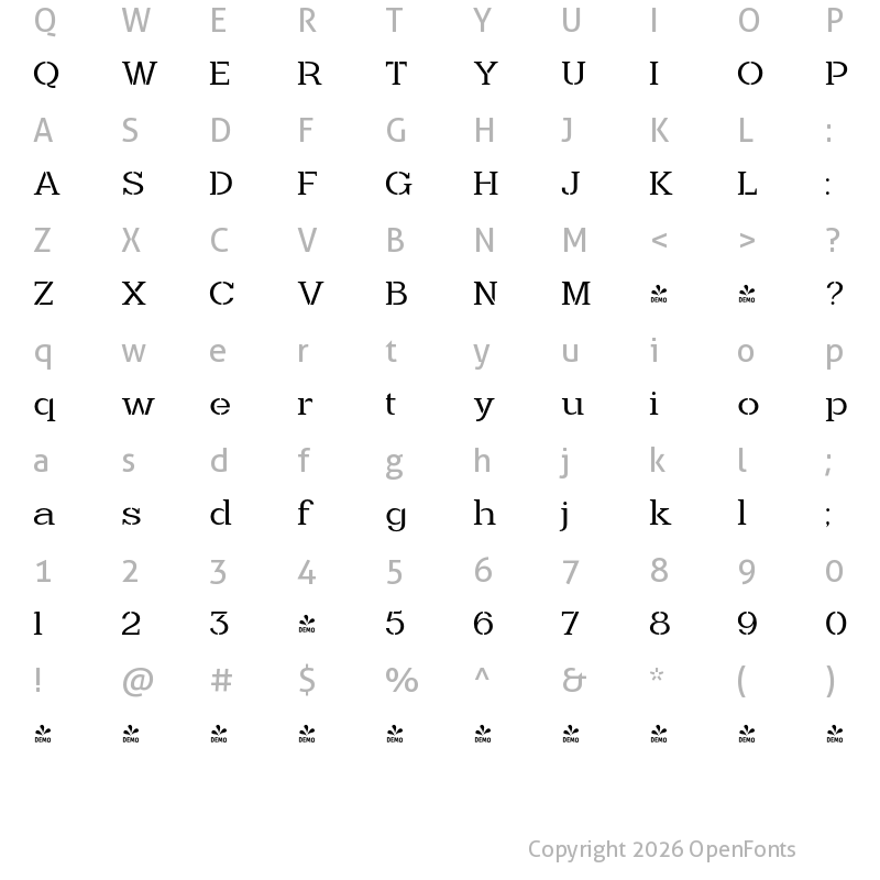 Character Map of FONTSPRING DEMO - Grow Bones Light Regular