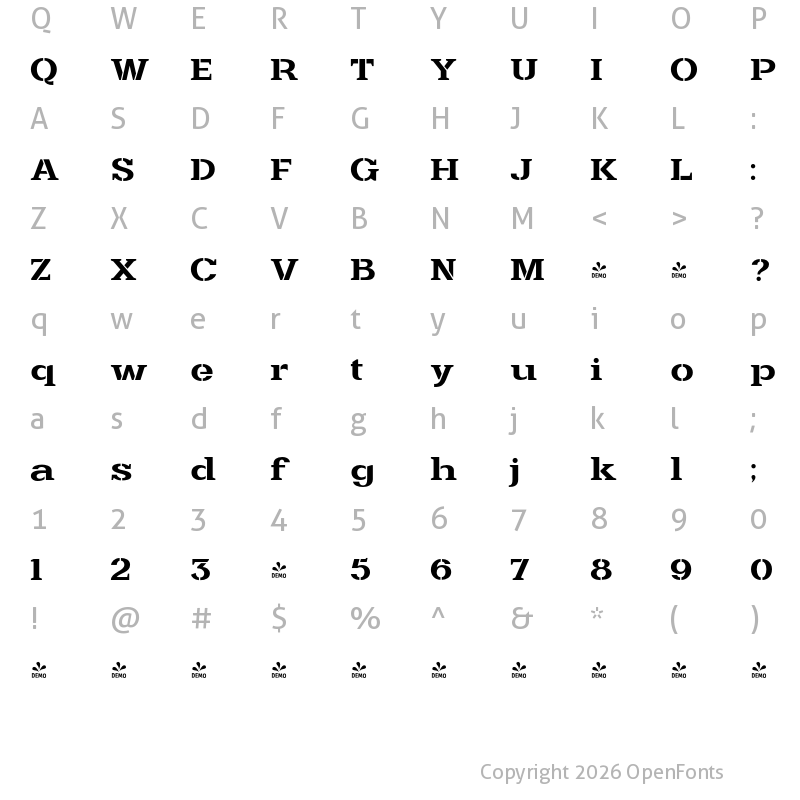 Character Map of FONTSPRING DEMO - Grow Bones SemiBold Regular