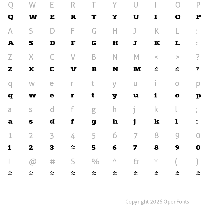 Character Map of FONTSPRING DEMO - Haeock Black Regular