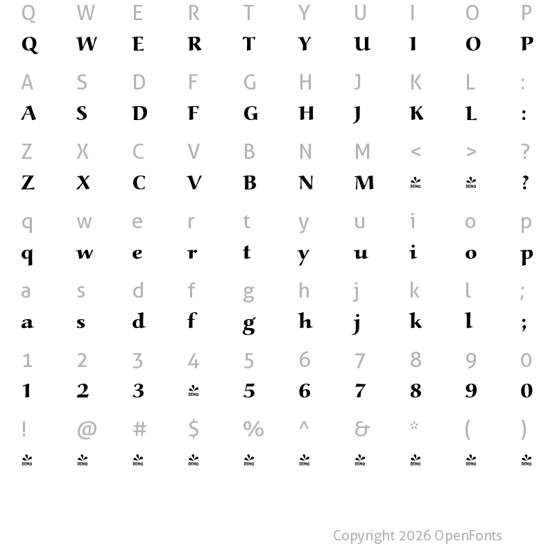 Character Map of FONTSPRING DEMO - Haldar Bold