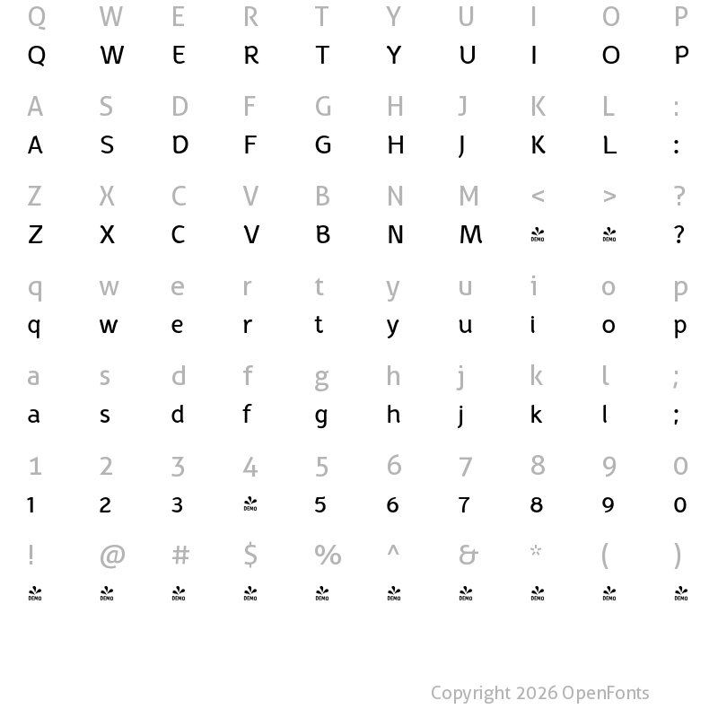 Character Map of FONTSPRING DEMO - Halvorsen Lt Bold
