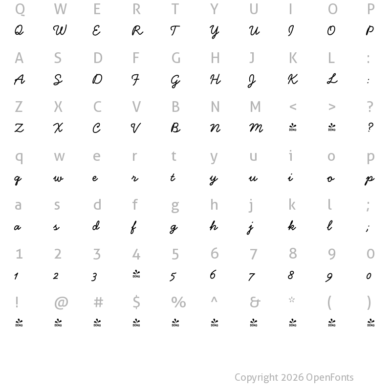 Character Map of FONTSPRING DEMO - Handsome Pro Bold