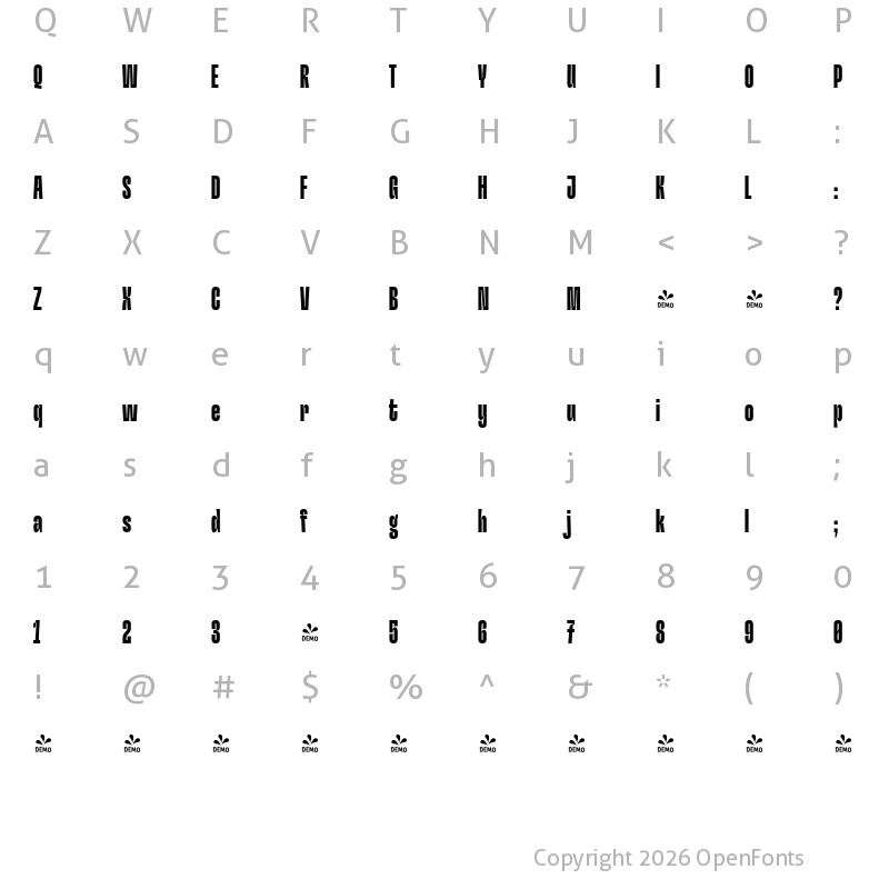 Character Map of FONTSPRING DEMO - Hardbop Black Regular