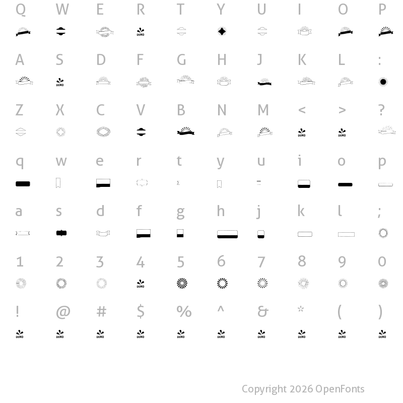 Character Map of FONTSPRING DEMO - Harman Extras 2 Regular