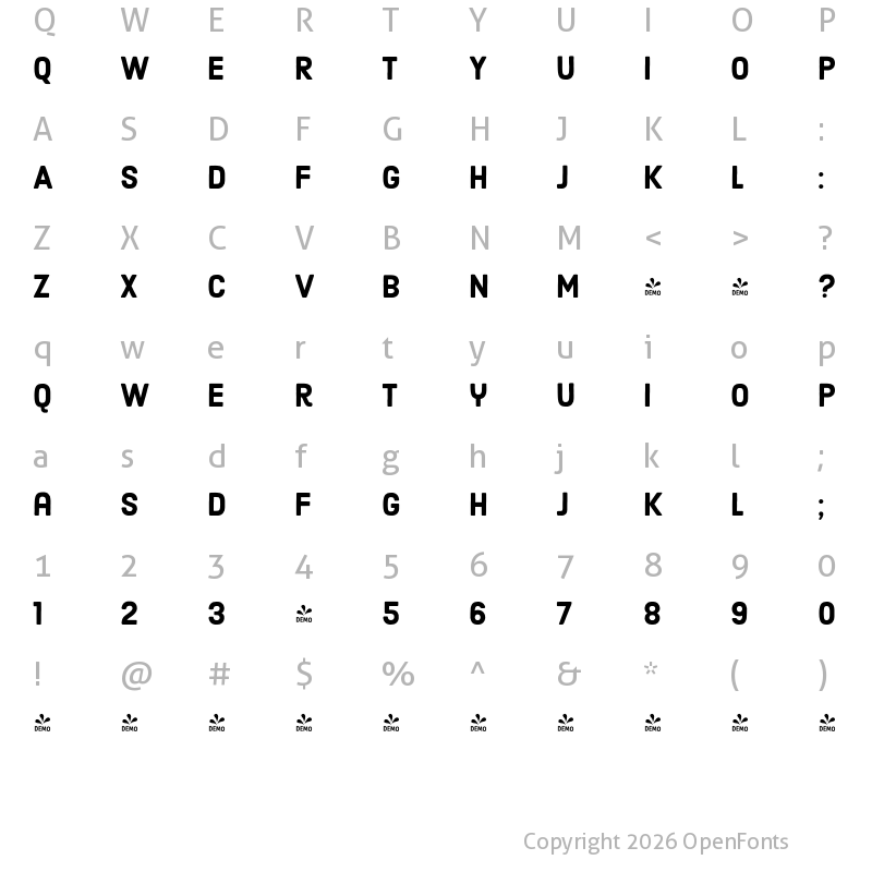 Character Map of FONTSPRING DEMO - Harman Sans Regular