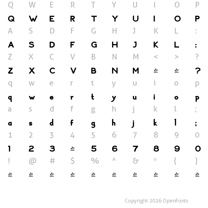 Character Map of FONTSPRING DEMO - Haymer Black Black