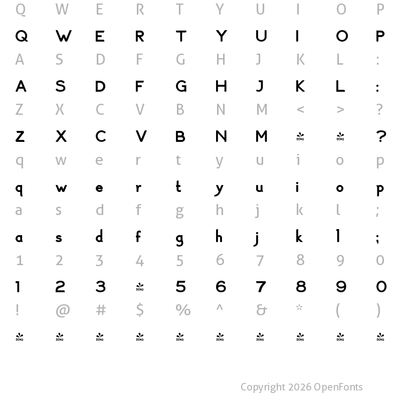 Character Map of FONTSPRING DEMO - Haymer Bold