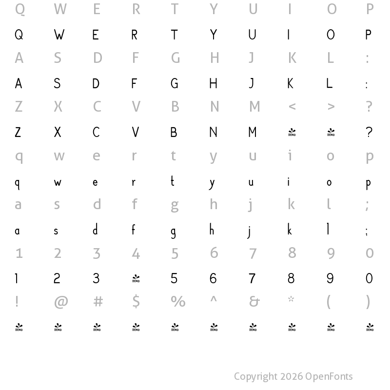 Character Map of FONTSPRING DEMO - Haymer Condensed Light Condensed Light