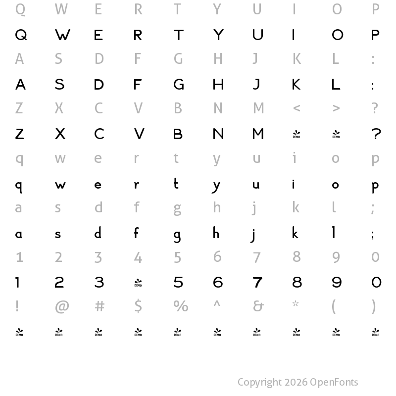 Character Map of FONTSPRING DEMO - Haymer Regular