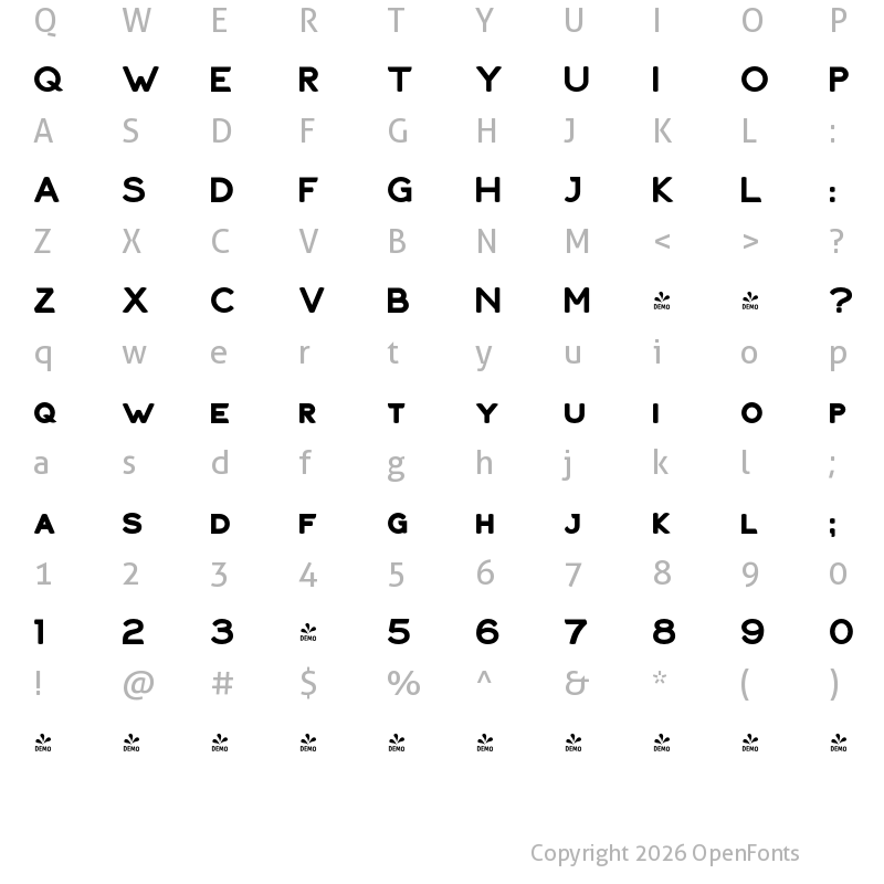 Character Map of FONTSPRING DEMO - Haymer Small Capitals Black Black