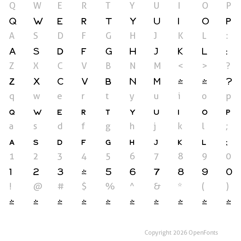 Character Map of FONTSPRING DEMO - Haymer Small Capitals Regular