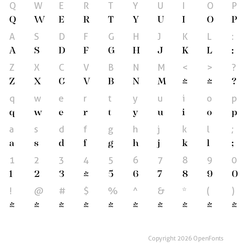 Character Map of FONTSPRING DEMO - Head Medium Regular