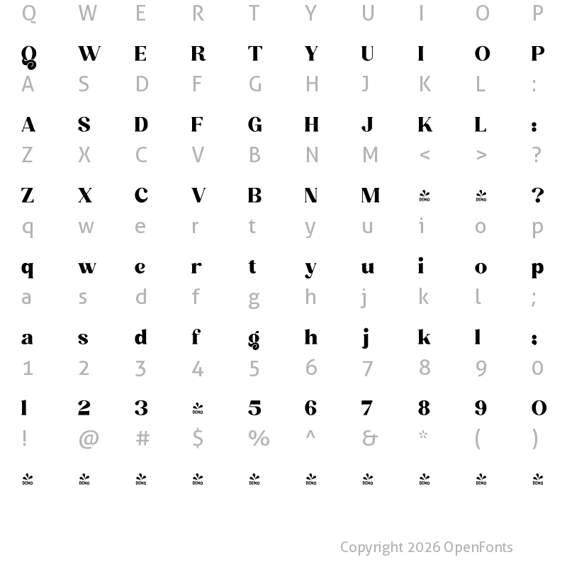 Character Map of FONTSPRING DEMO - Hefton Light Regular