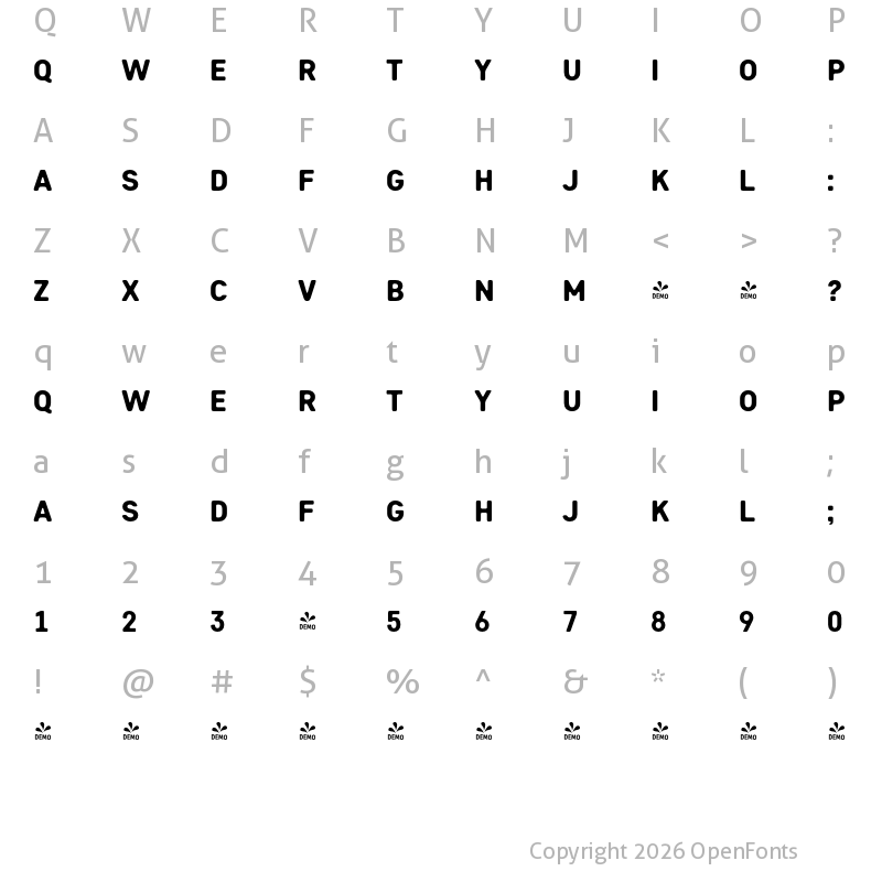 Character Map of FONTSPRING DEMO - Heiders Sans C Black C Black