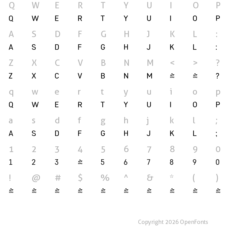 Character Map of FONTSPRING DEMO - Heiders Sans R 1 Regular Regular