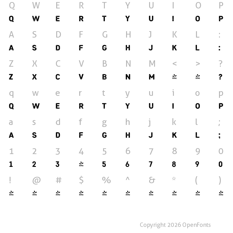 Character Map of FONTSPRING DEMO - Heiders Sans R 2 Black R 2 Black