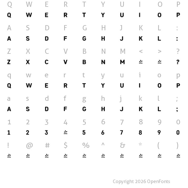 Character Map of FONTSPRING DEMO - Heiders Sans R 3 Black R 3 Black