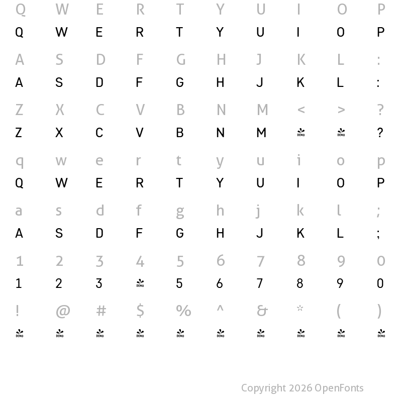 Character Map of FONTSPRING DEMO - Heiders Sans R Regular Regular