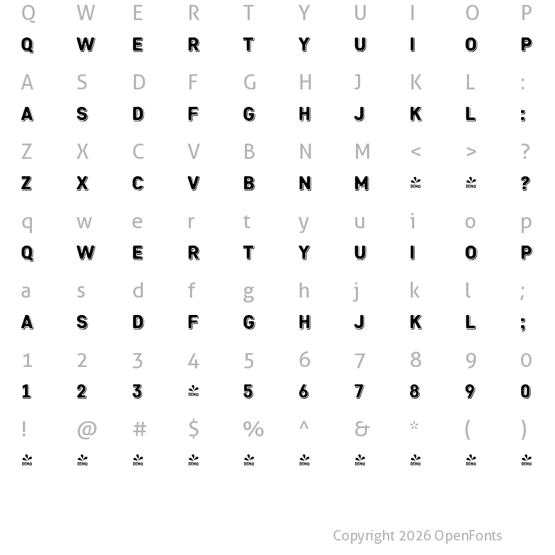 Character Map of FONTSPRING DEMO - Heiders Sans R Sh Black R Sh Black