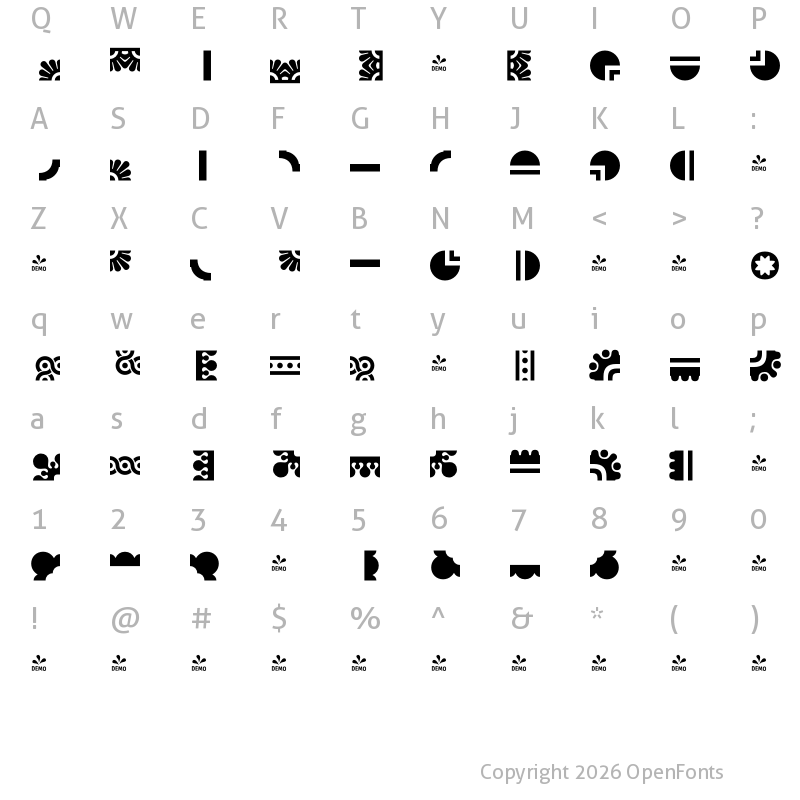Character Map of FONTSPRING DEMO - Henriette Frames Regular