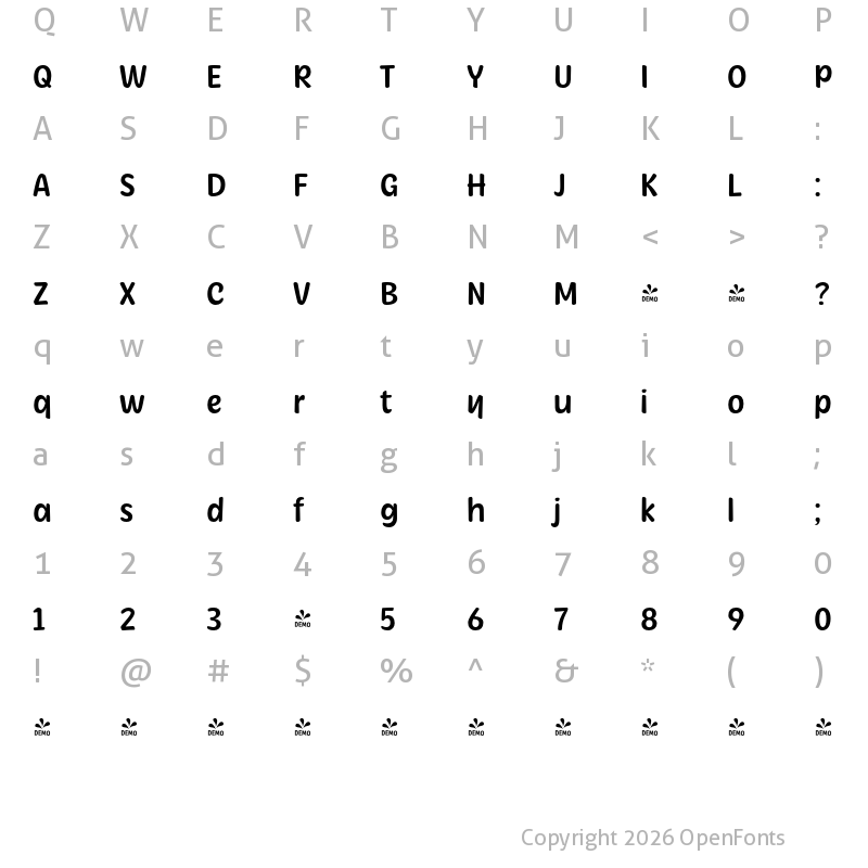 Character Map of FONTSPRING DEMO - Herbit SemiBold Regular