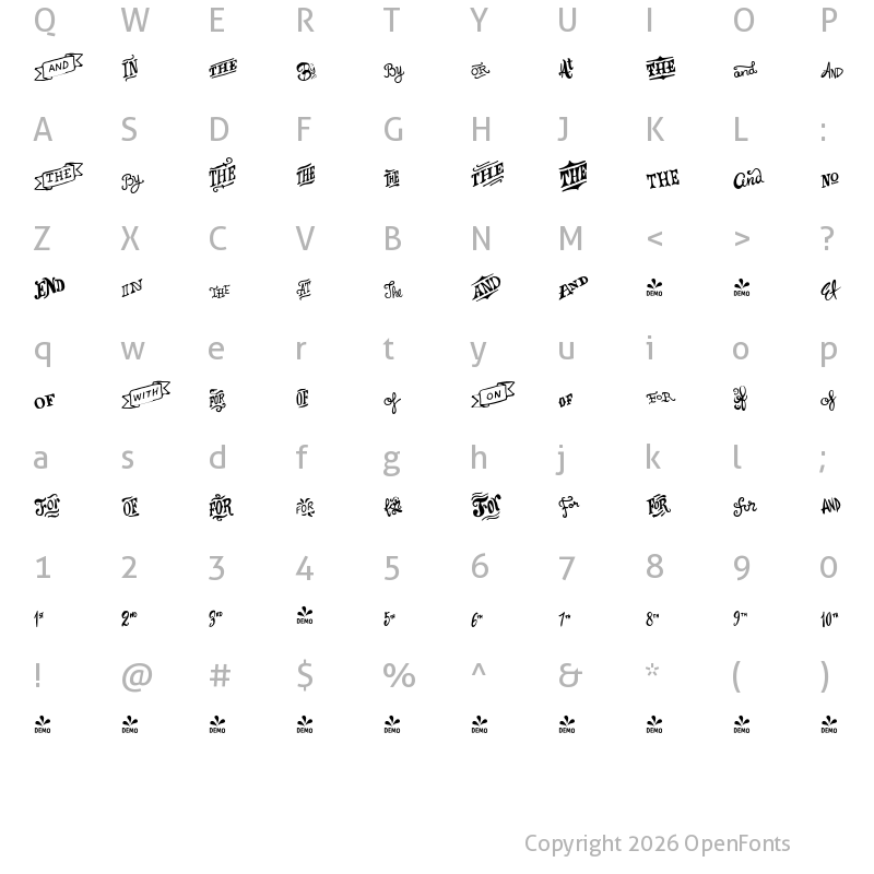 Character Map of FONTSPRING DEMO - HMS Gilbert Catchwords Regular