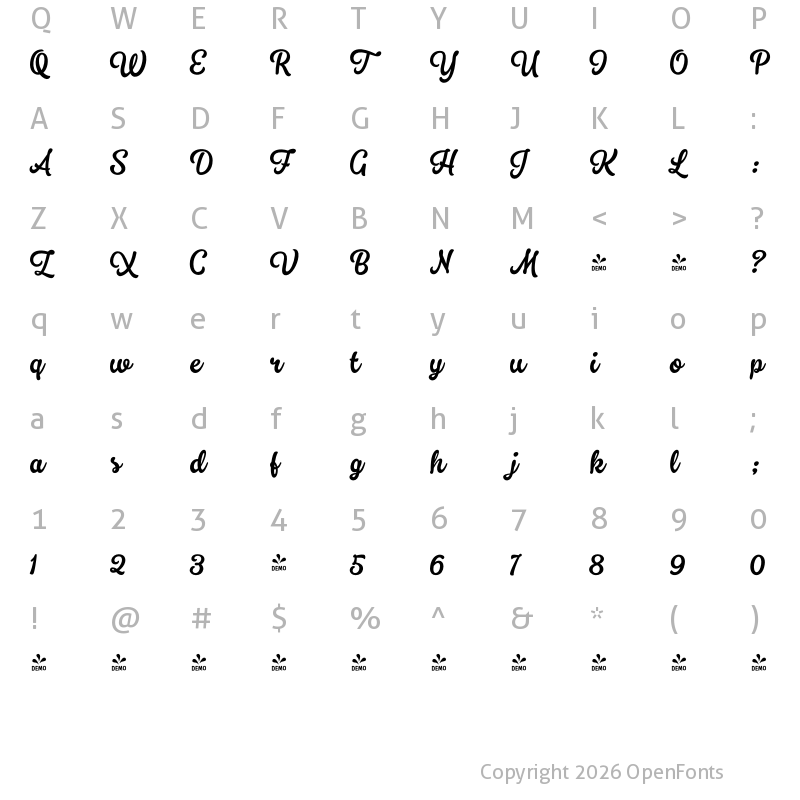 Character Map of FONTSPRING DEMO - HoneyDrops 1 Regular