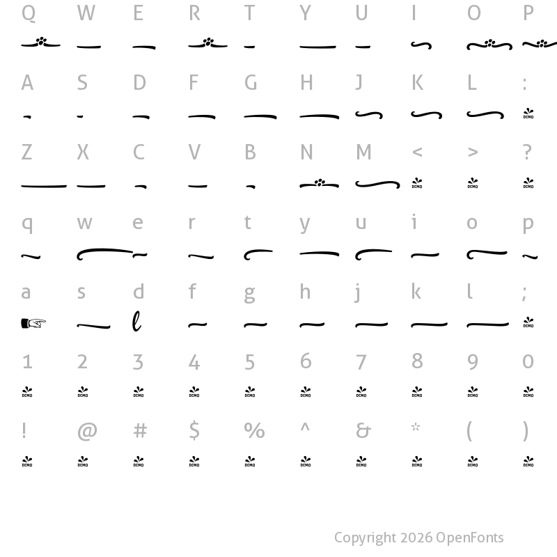Character Map of FONTSPRING DEMO - HoneyDrops Ext 1 Regular