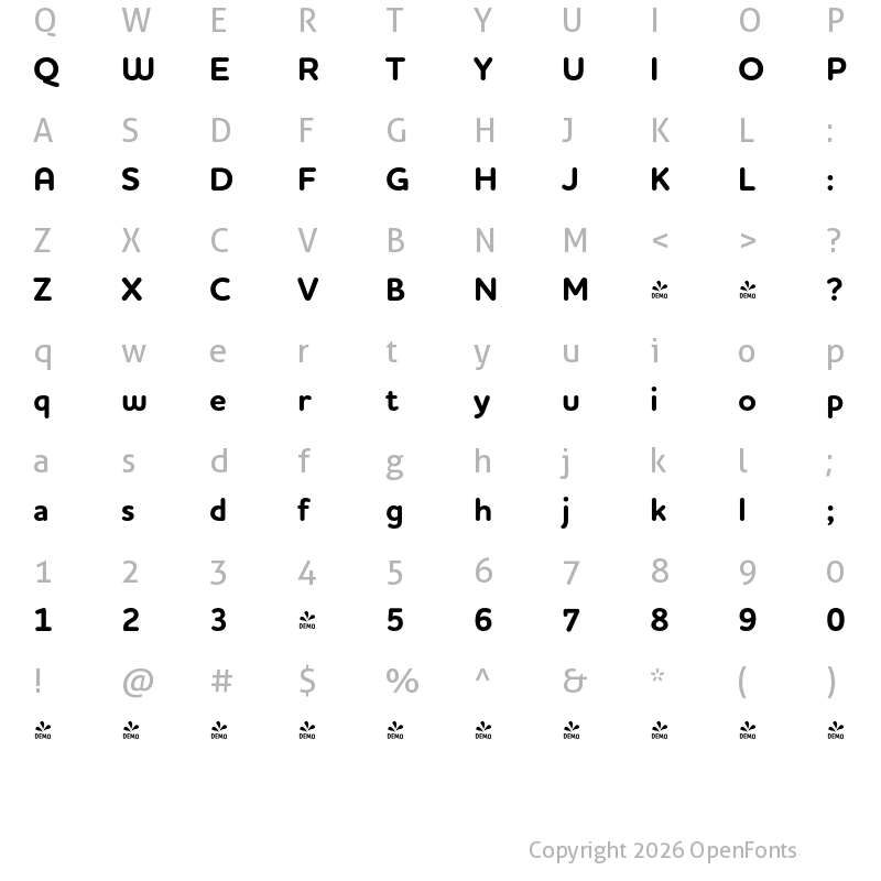 Character Map of FONTSPRING DEMO - Houschka Rounded Bold Regular