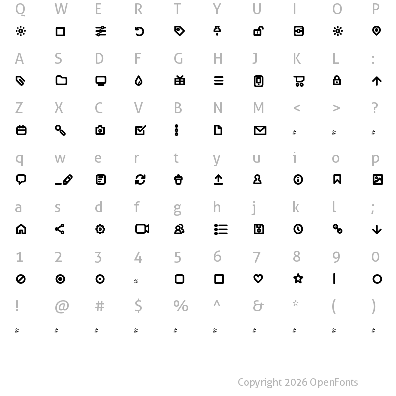 Character Map of FONTSPRING DEMO - Iconic Pictograms Bold